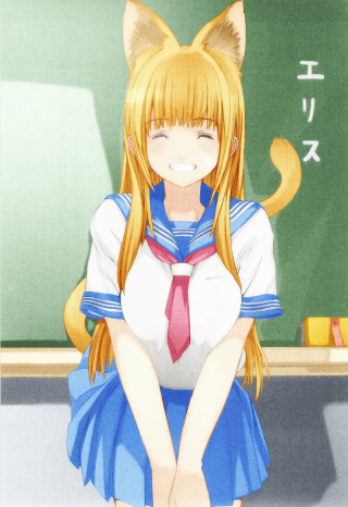 Girl school uniform chalkboard cat - a cat free wallpaper