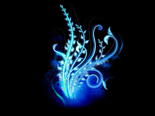 Blue flower swirls leaves black - alison kinnaird free wallpaper