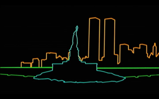 Fountain city night neon lights - video art free wallpaper
