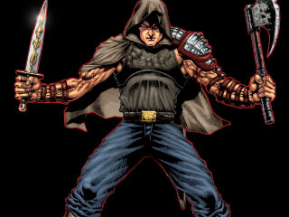 Man sword hoodie axes hammer - western free wallpaper