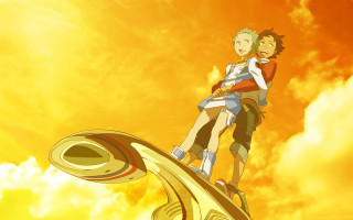 Couple people metal object sky - cloud behind them free wallpaper