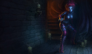 Woman dark room knife candle - art of brom free wallpaper for desktop