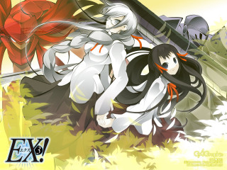 Woman sword anime characters field - official art free wallpaper for desktop