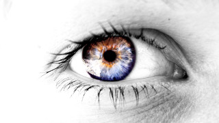 Close up blue eye orange - a close up of a persons eye free wallpaper
