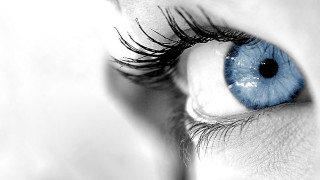 Blue eye long lashes black - realistic eye free wallpaper