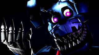 Demonic robot glowing eyes bloody - blender free wallpaper