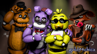 Cartoon characters group stage backdrop - blender free wallpaper