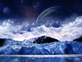 Iceberg ocean mountain range moon - the ocean next free wallpaper