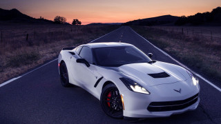 White sports car sunset fence - matte finish free wallpaper for desktop