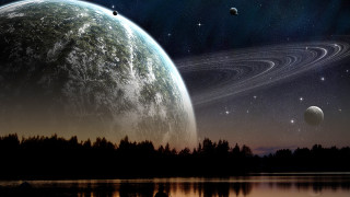 Planet stars lake sky night - a picture of a planet free wallpaper