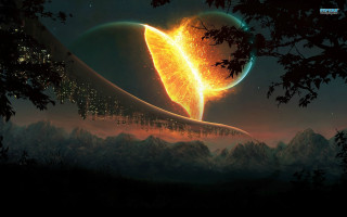 Planet ring of fire city - image of a planet free wallpaper