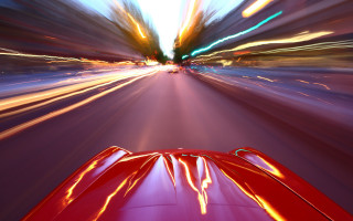 Blurry car night street headlights - night time free wallpaper for desktop