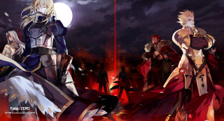 Anime characters full moon bloodstains - their back free wallpaper