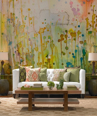 Living room couch painting coffee 2 - modern european ink painting free wallpaper