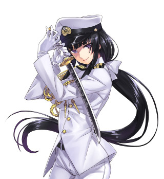 Female admiral katana uniform purple - background free wallpaper