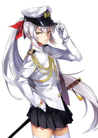 Woman uniform sword hat head - her hand free wallpaper