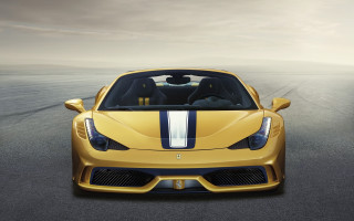 Yellow sports car black stripe 3 - the front of its free wallpaper