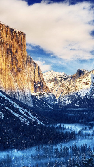 Mountain range valley trees foreground - beautiful landscape free wallpaper