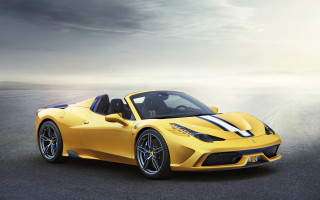 Yellow sports car white stripe - the front of its free wallpaper