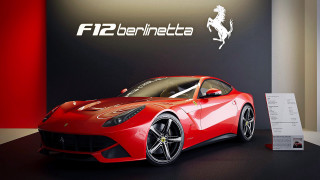 Red sports car showroom ferrari - the wall behind free wallpaper