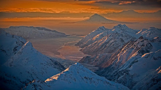 Mountain sunset water foreground range - regionalism free wallpaper for desktop