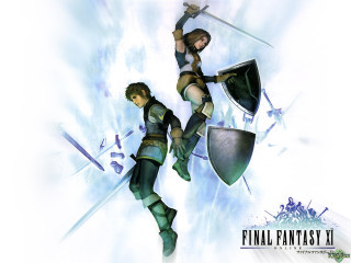 Couple people standing air swords - their back free wallpaper