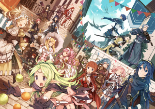 Anime characters building balloons air - a group of anime characters free wallpaper