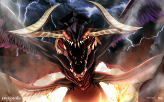 Dragon horns wings lightning clouds - its back free wallpaper