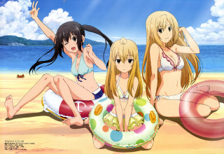 Three girls beach life preserver - aimitsu free wallpaper