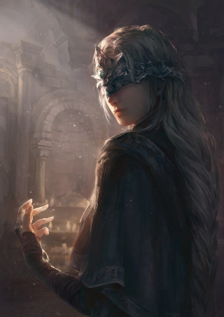 Woman dark dress cigarette light - epic fantasy character art free wallpaper