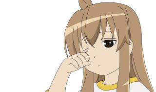 Girl long hair ponytail serious - sōsaku hanga free wallpaper