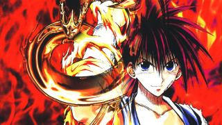 Man sword fire demon background - a sword in front free wallpaper