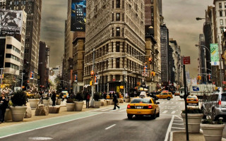 City street tall buildings cars 2 - the sidewalk free wallpaper