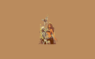 Woman skeleton bird brown background - a brown background free wallpaper