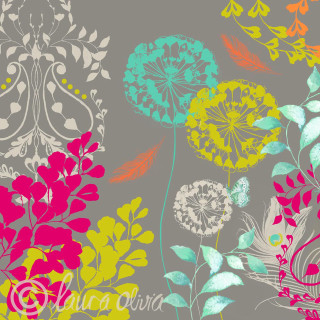 Colorful flower pattern gray background - gray free wallpaper