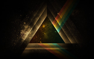 Dark background triangle rainbow star - bauhau free wallpaper