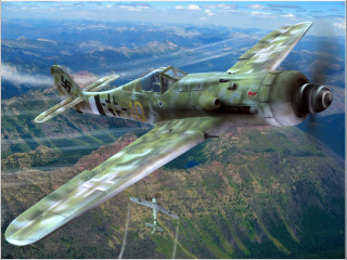 Green airplane flying hillside trees - tree and grass free wallpaper