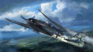 Plane flying sky clouds airbrush - game art free wallpaper
