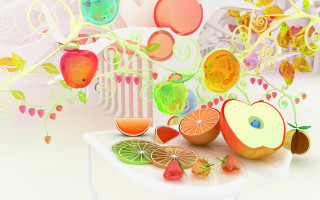 Fruit display variety sculpture background - david martin free wallpaper