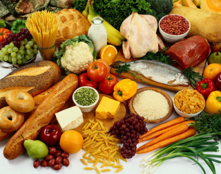 Food vegetables table white surface - neoplasticism free wallpaper