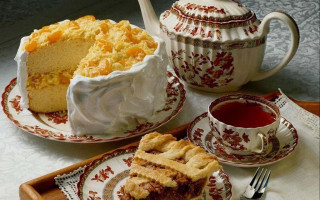Cake tea table plate teapot - carol sutton free wallpaper