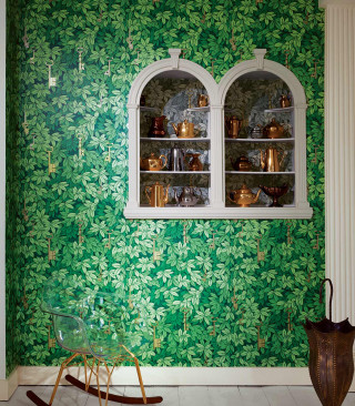 Green wall window chair vase - art free wallpaper