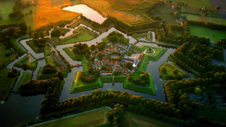 Bird eye view large estate - aerial free wallpaper