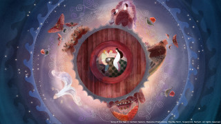 Couple bench animals birds circular - circular free wallpaper