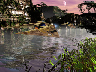 Flying object water mountain pink - flying free wallpaper