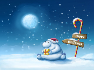 Polar bear snow signpost candy 2 - a polar bear free wallpaper