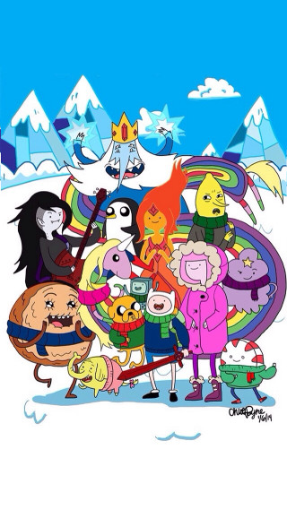 Cartoon characters snow mountain blue - a group of cartoon characters free wallpaper