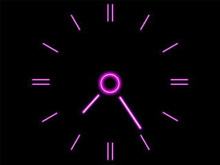 Clock neon lights black background - synchromism free wallpaper