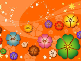 Colorful background flowers stars middle - chiho aoshima free wallpaper
