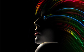 Psychedelic cyberpunk neon face android - psychedelic art free wallpaper